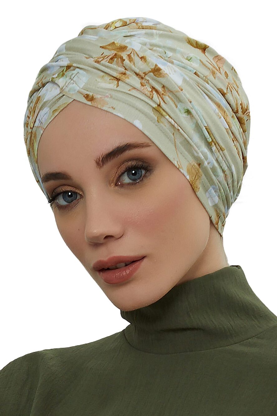 4249 Printed Instant Turban , 95% Cotton Pre-Tied Headwrap, Head Scarf
